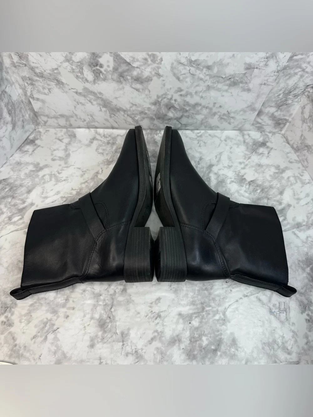 TORY BURCH Bennie Black Leather Buckled Ankle Biker Riding Boots Women’s Sz 8.5